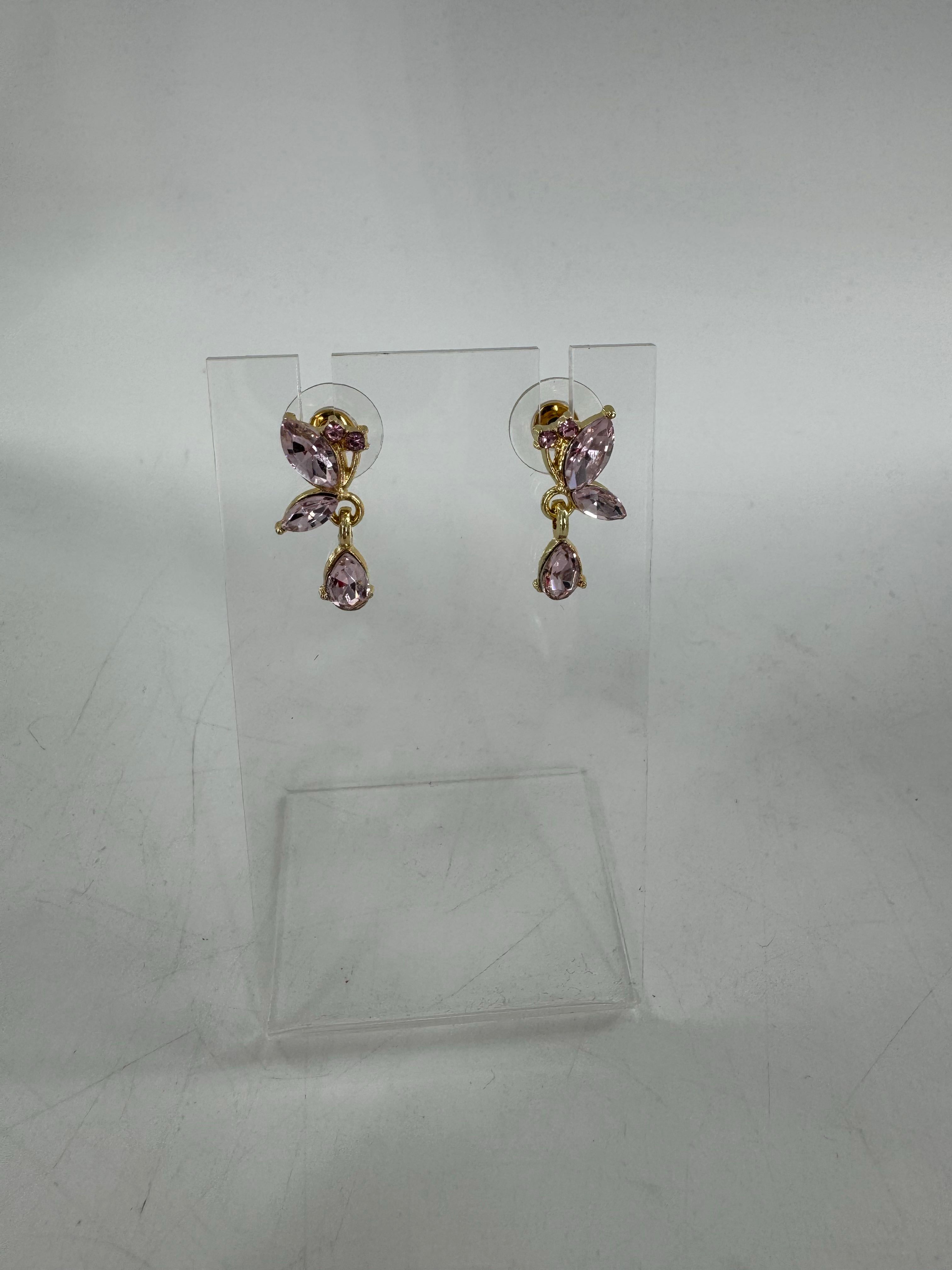 pink stone dangle earrings
