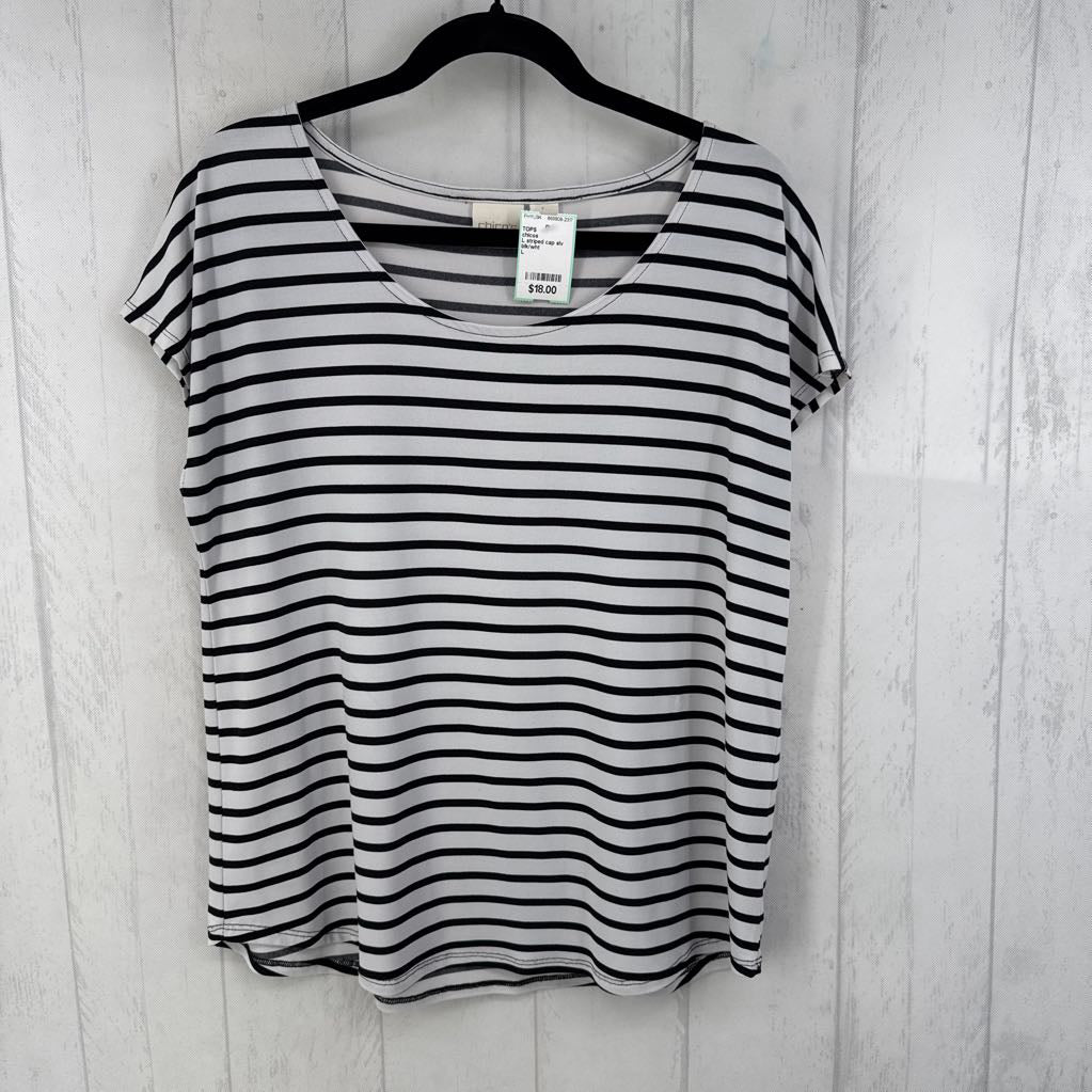 L striped cap slv tee