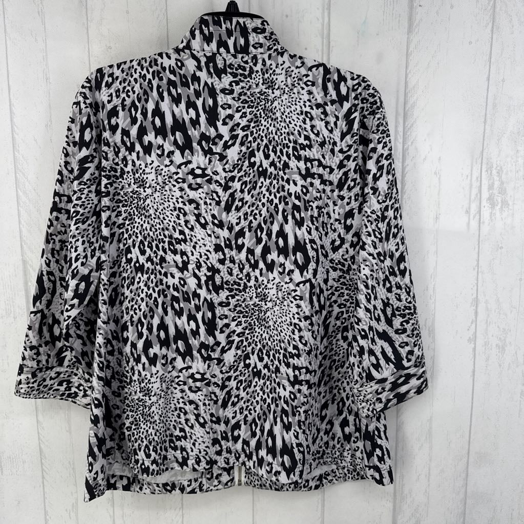 L animal print zip-up jacket