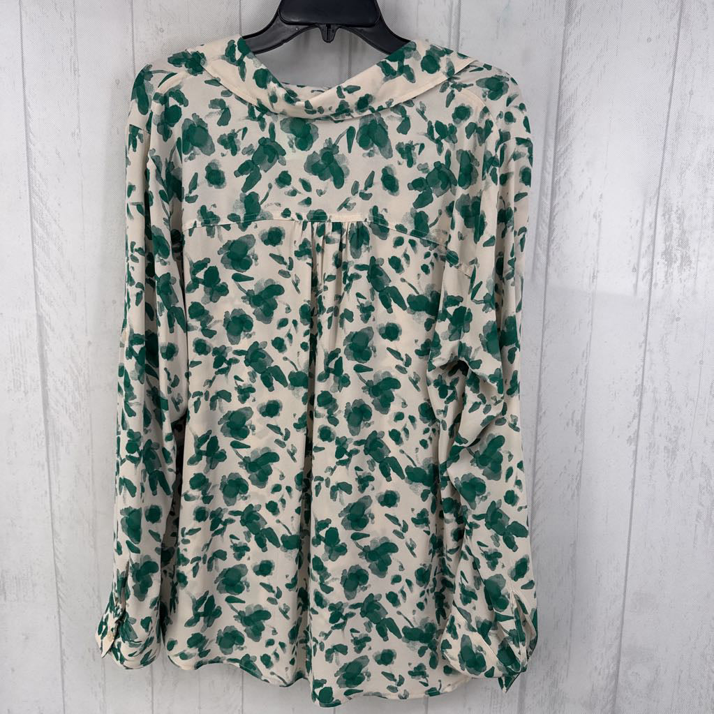 XL flo print button down l/s top