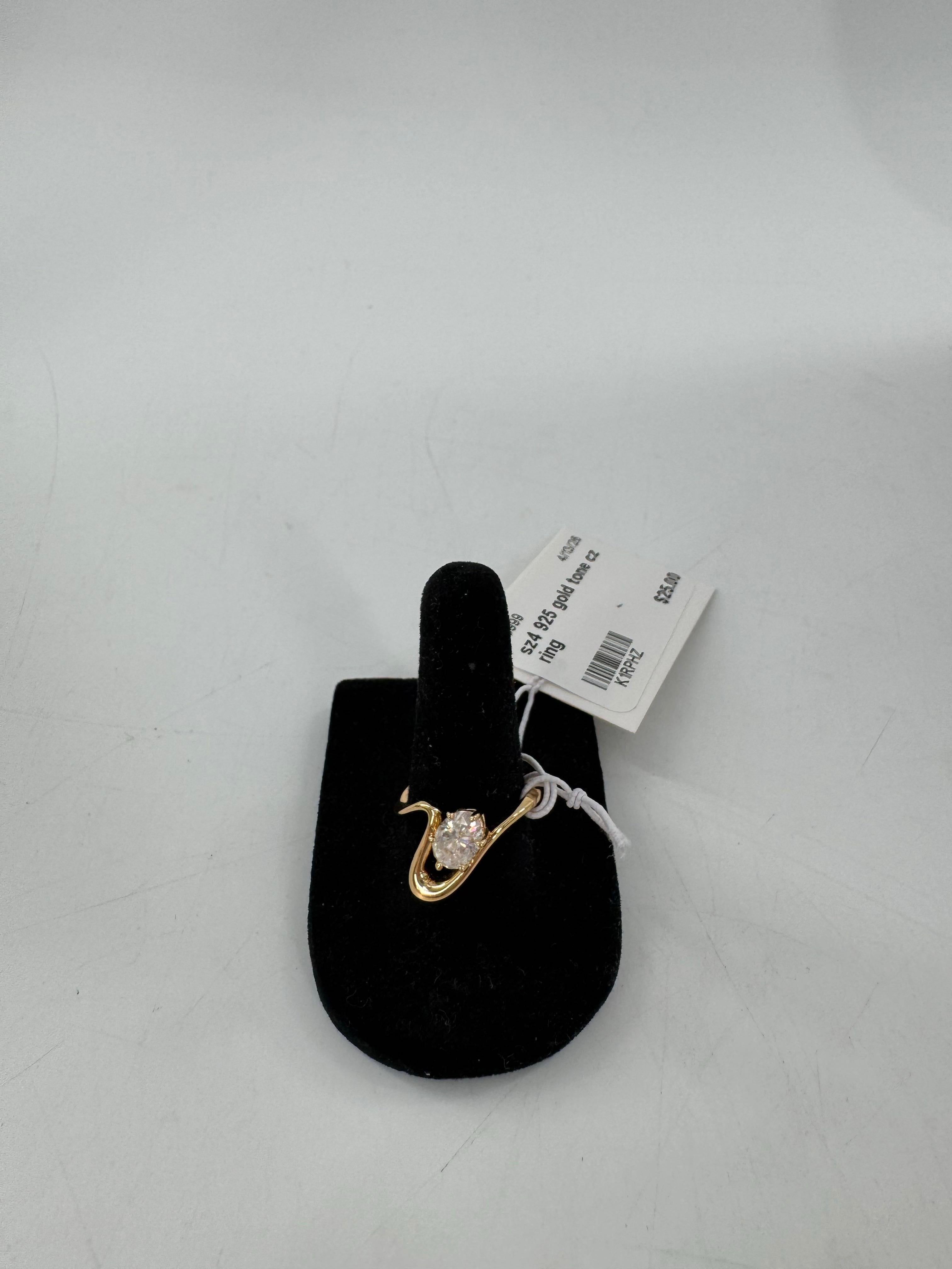 sz4 925 gold tone cz ring