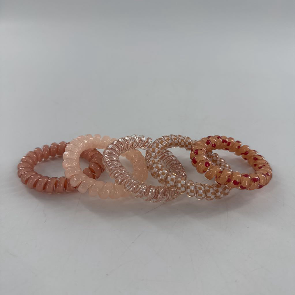 5pc coil hair ties-pink