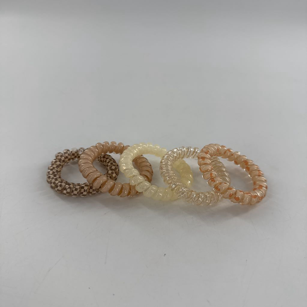 5pc coil hair ties-cream