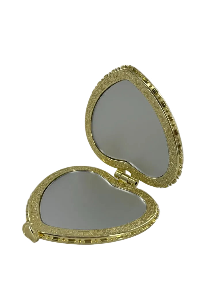 heart compact mirror-black