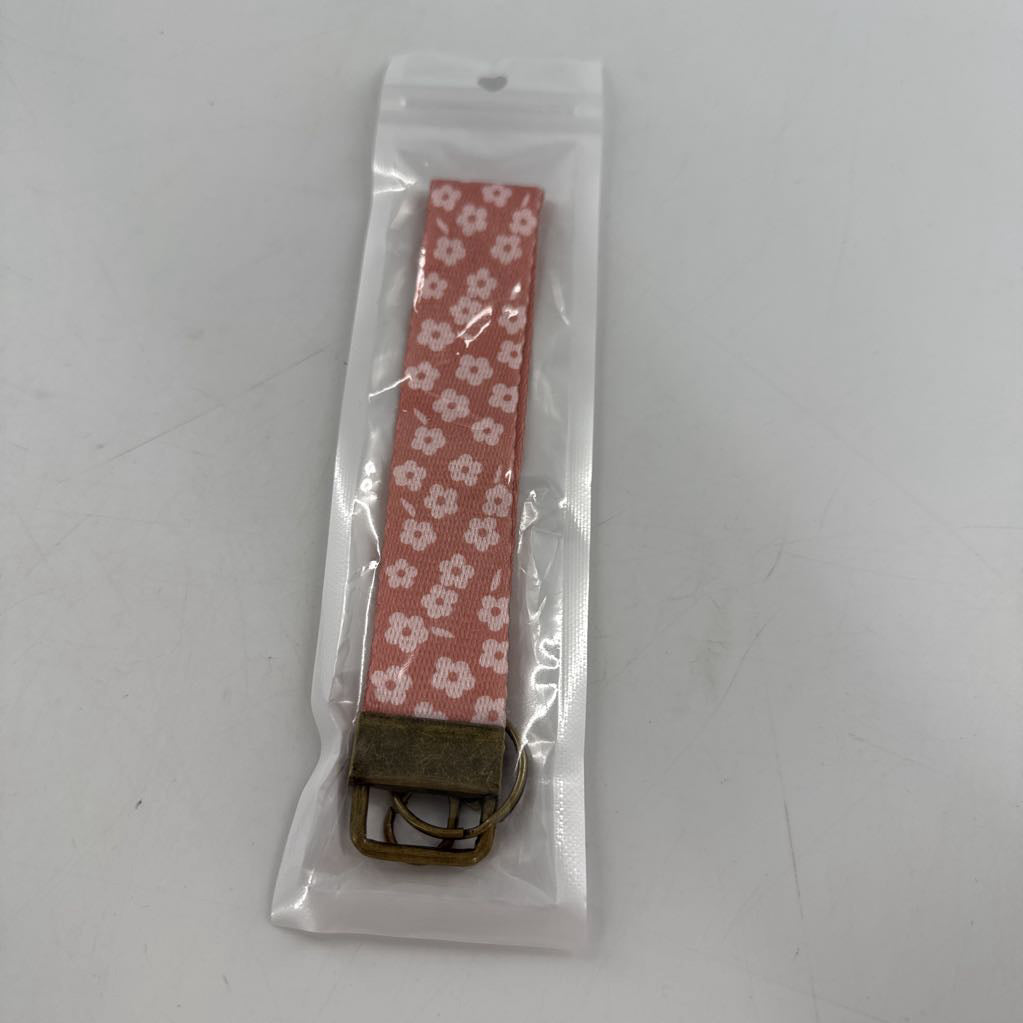 wristlet keychain lanyard-pnk floral