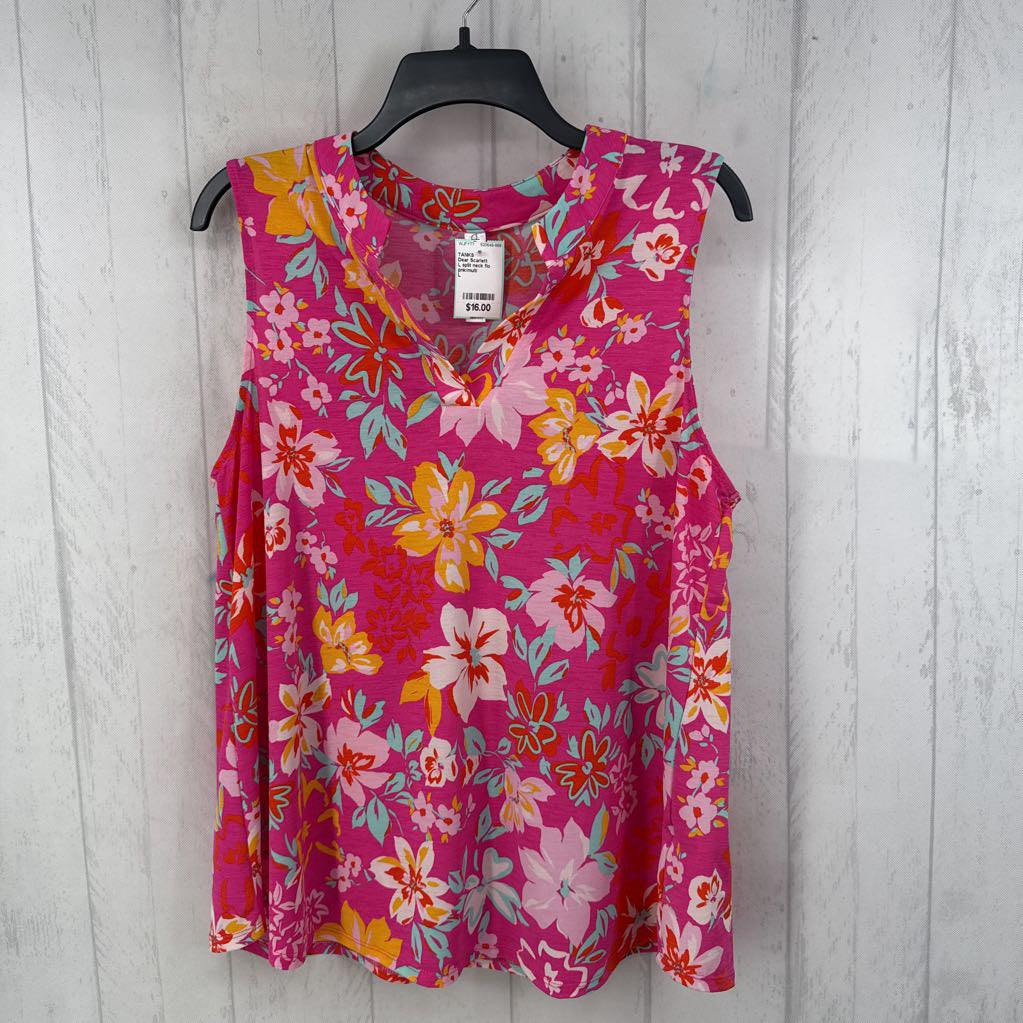 L split neck flo print tank