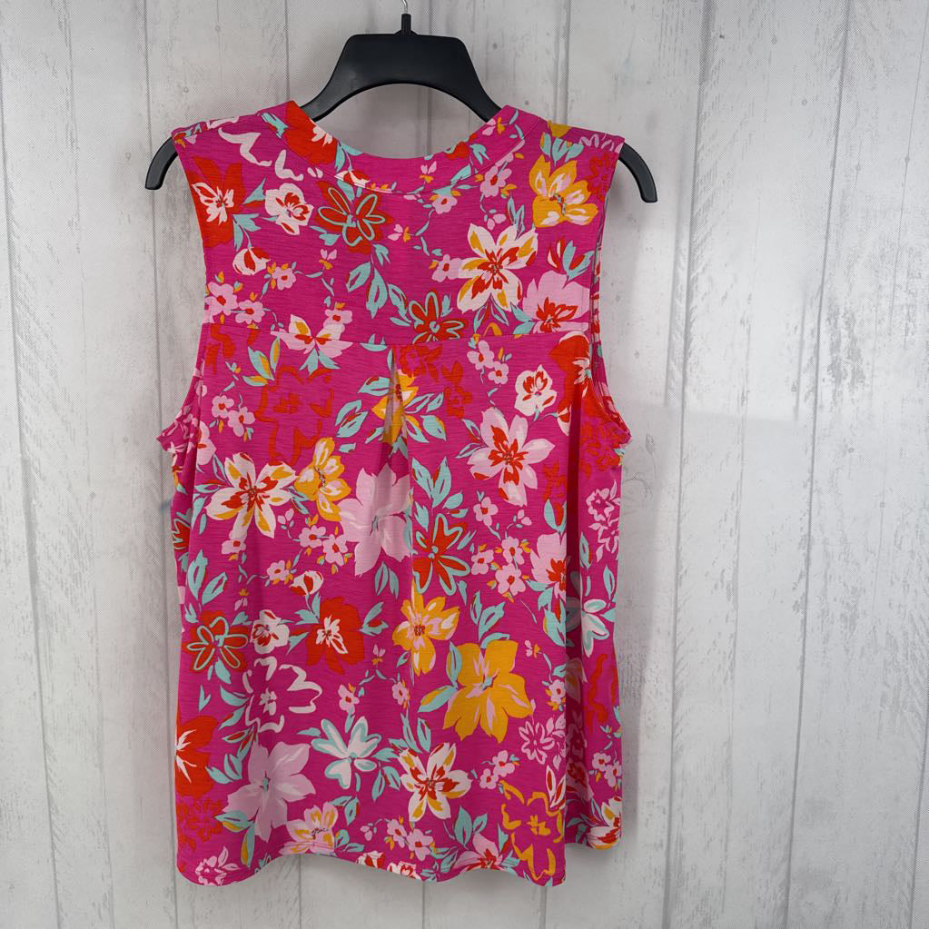 L split neck flo print tank