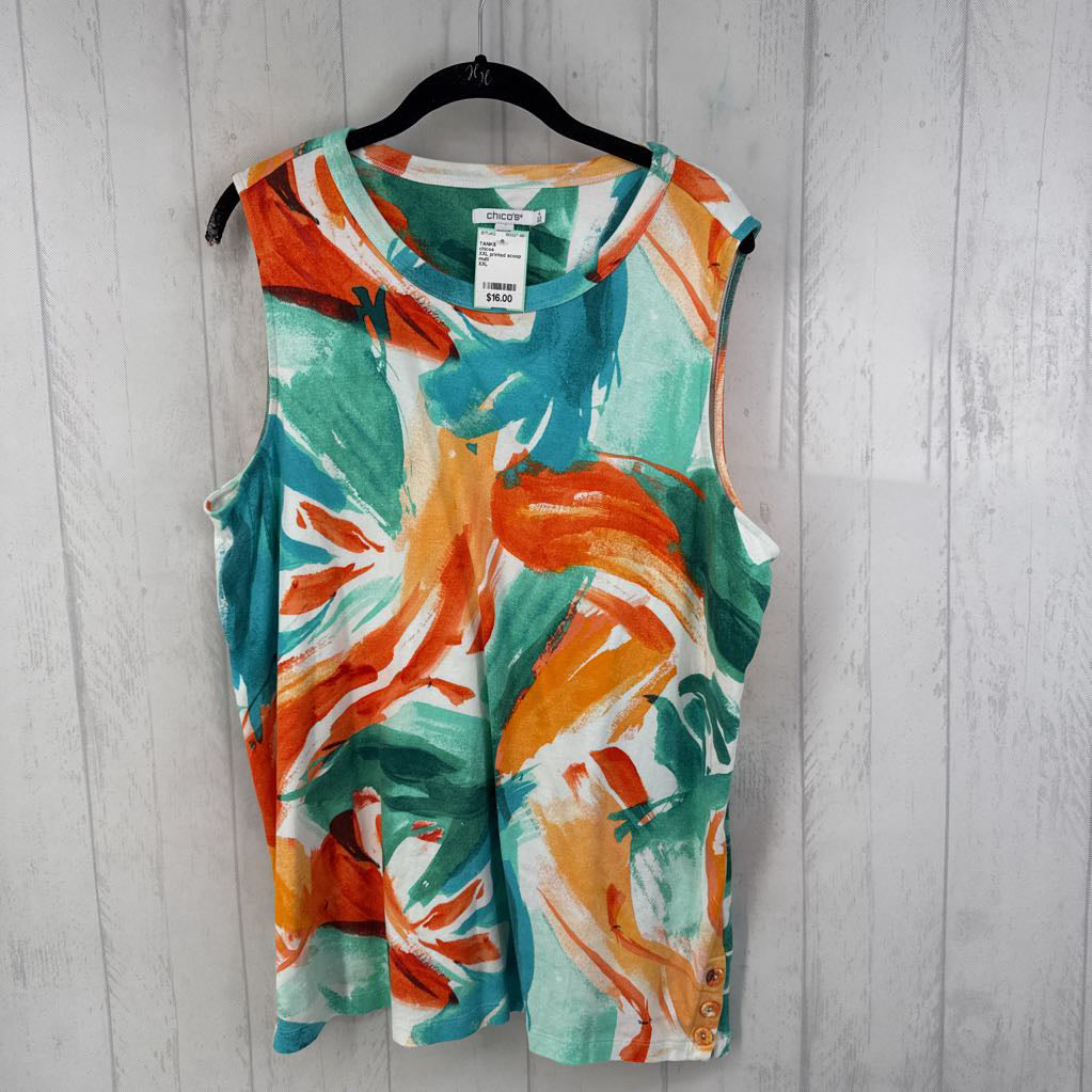 XXL printed scoop neck tank