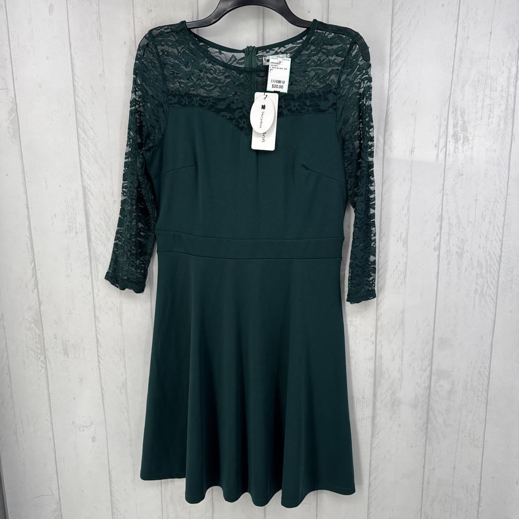 L lace accent 3/4 slv dress