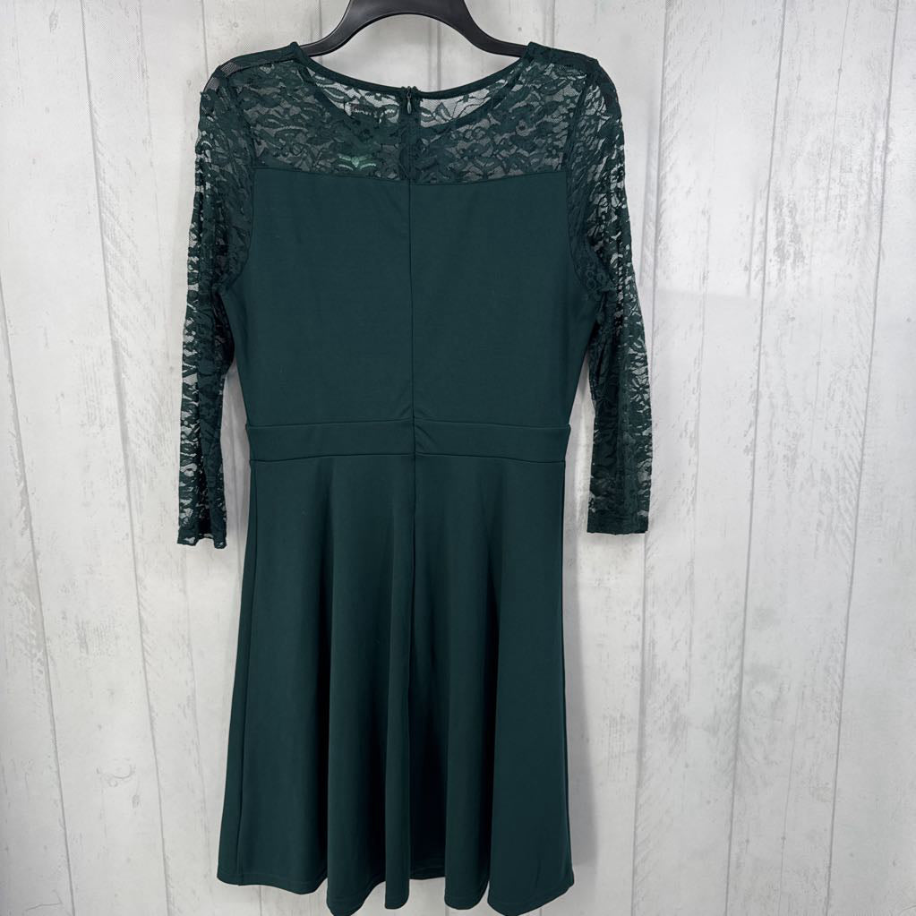 L lace accent 3/4 slv dress