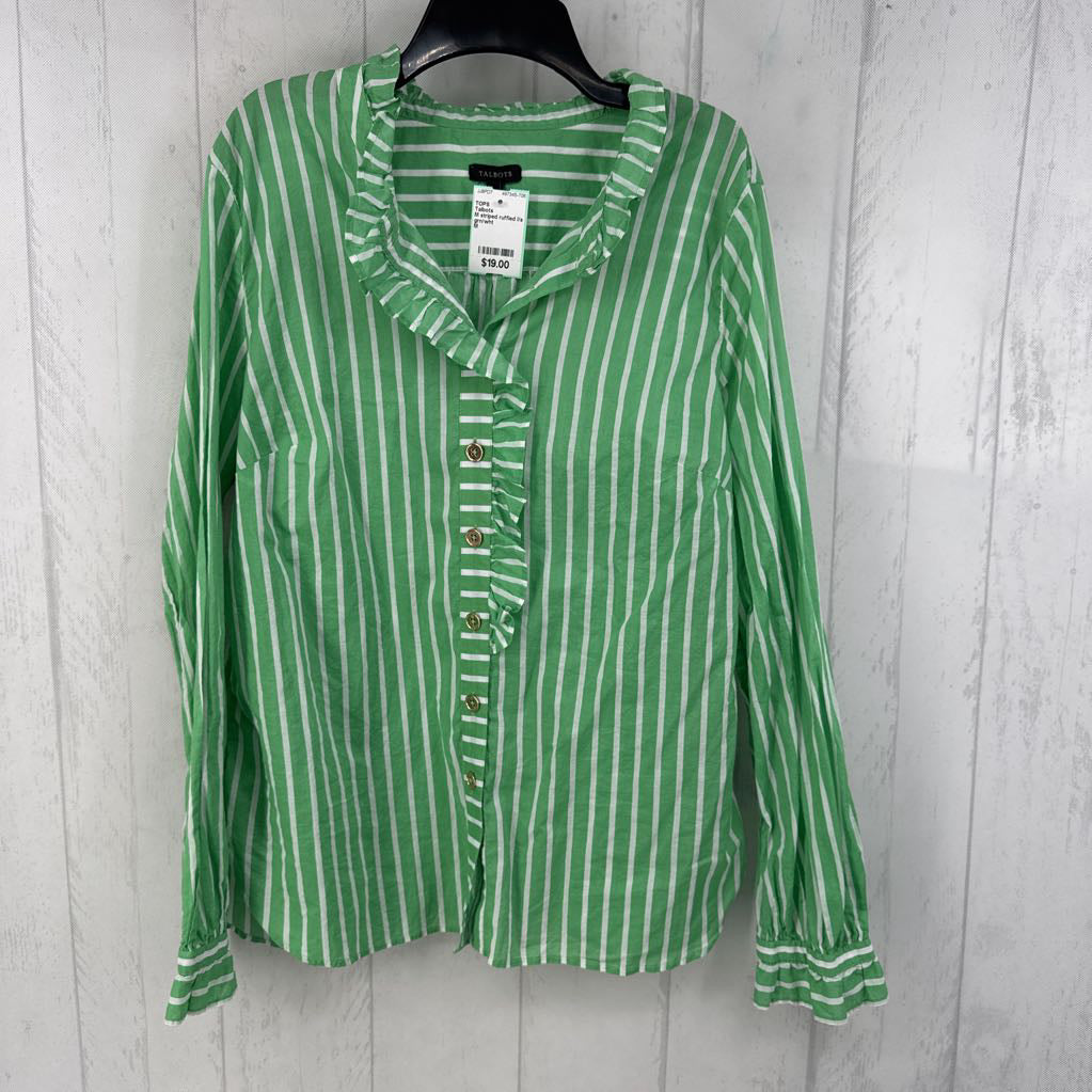 M striped ruffled l/s top