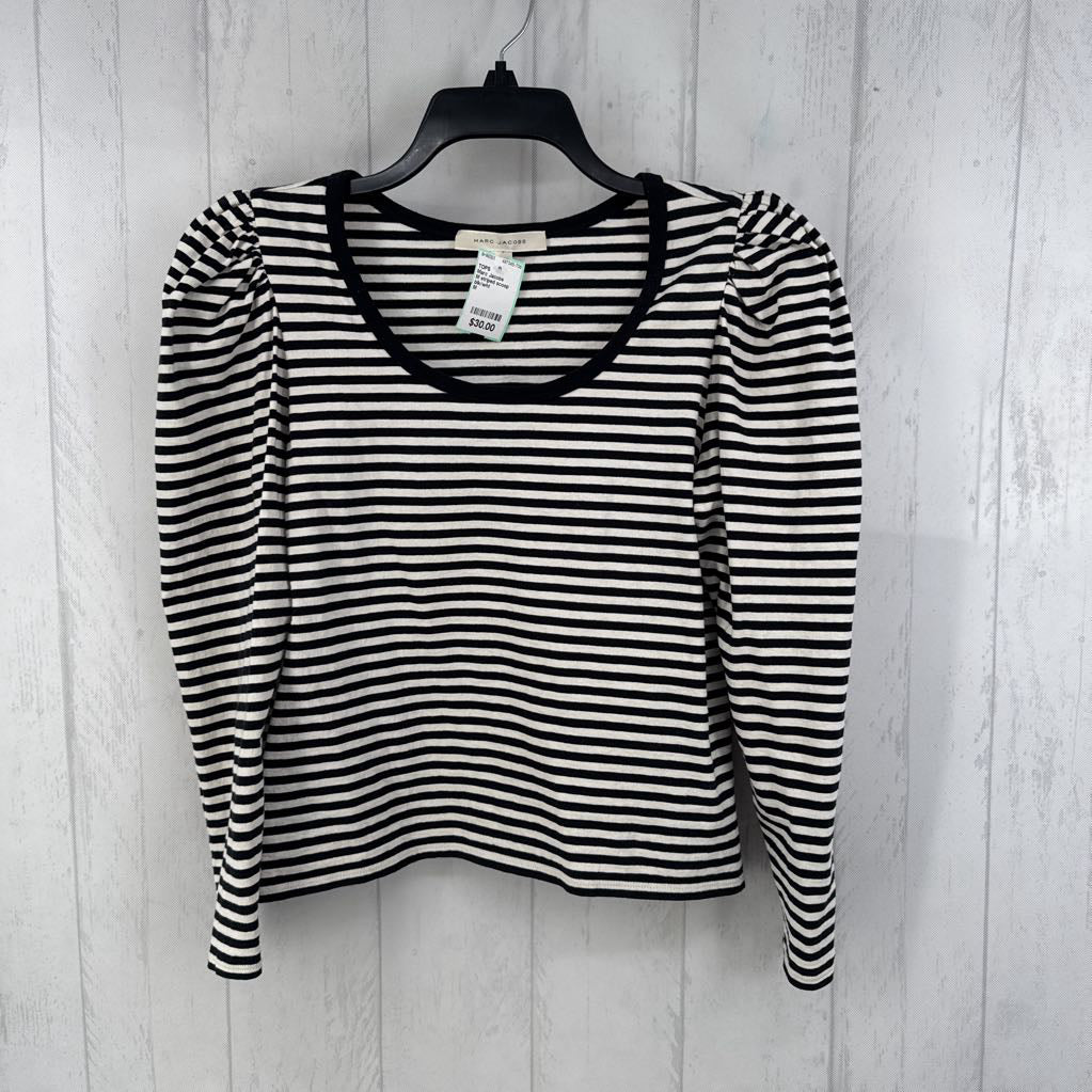 M striped scoop neck 3/4 slv tee