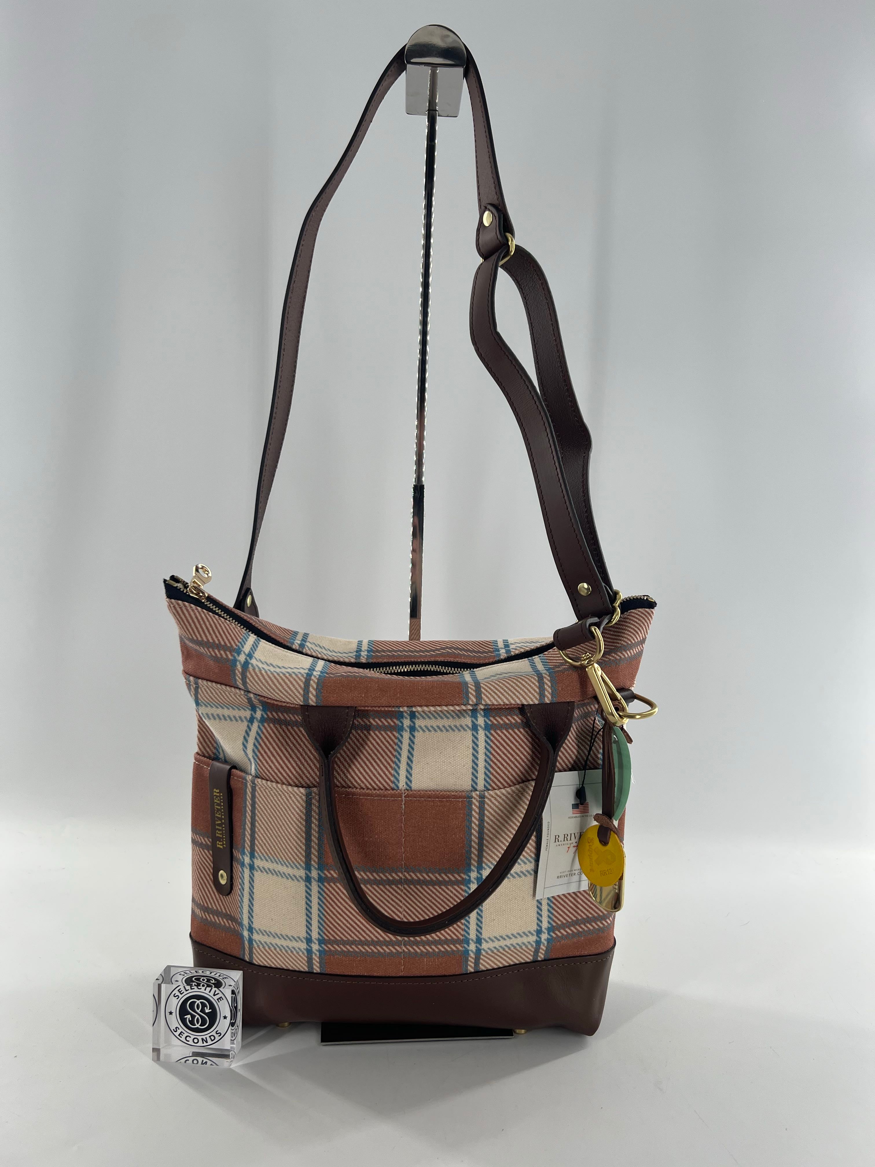 plaid dual handle tote
