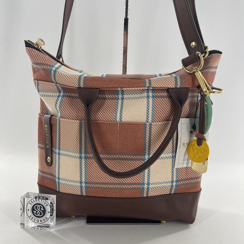 plaid dual handle tote