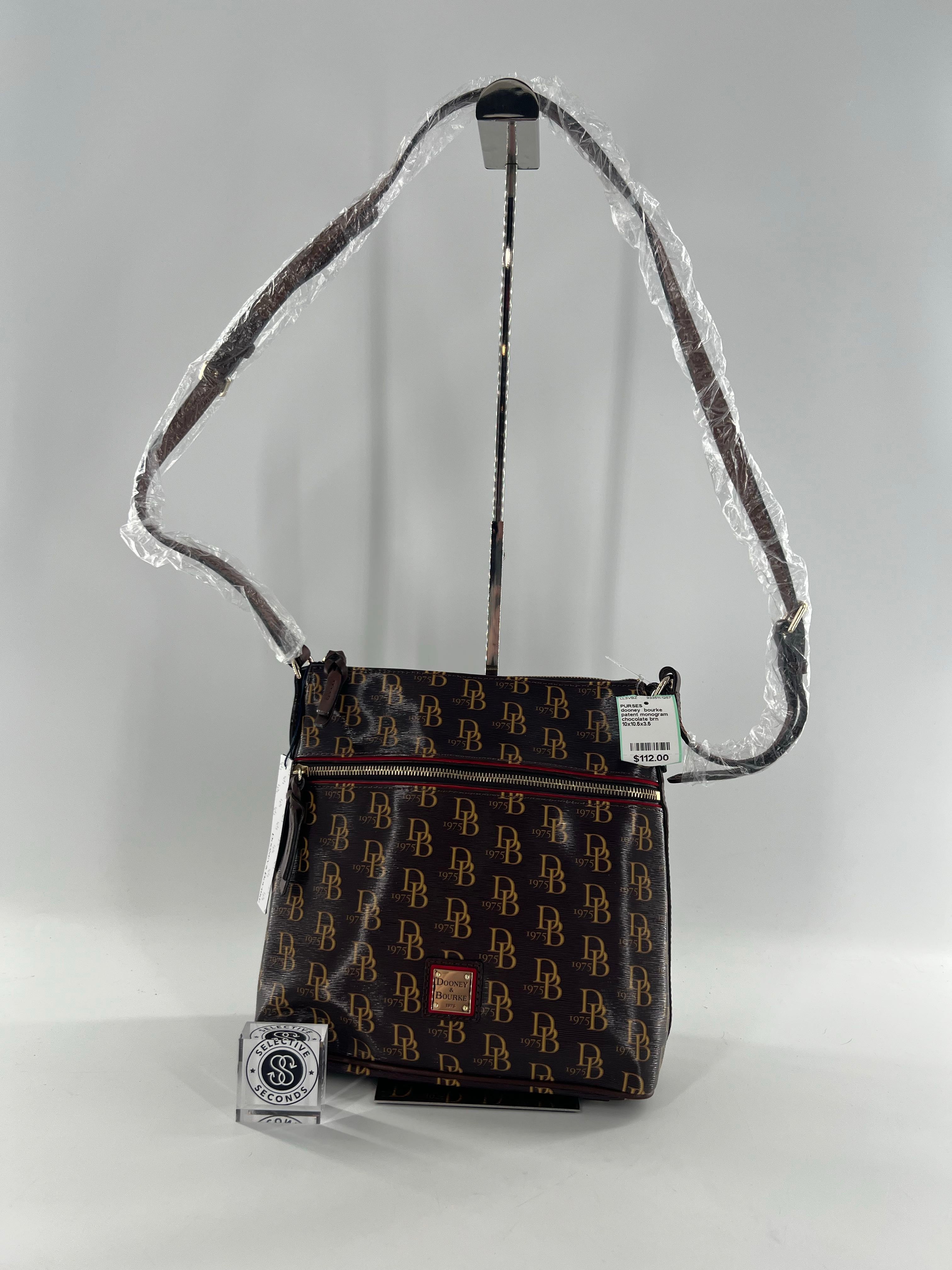 patent monogram crossbody