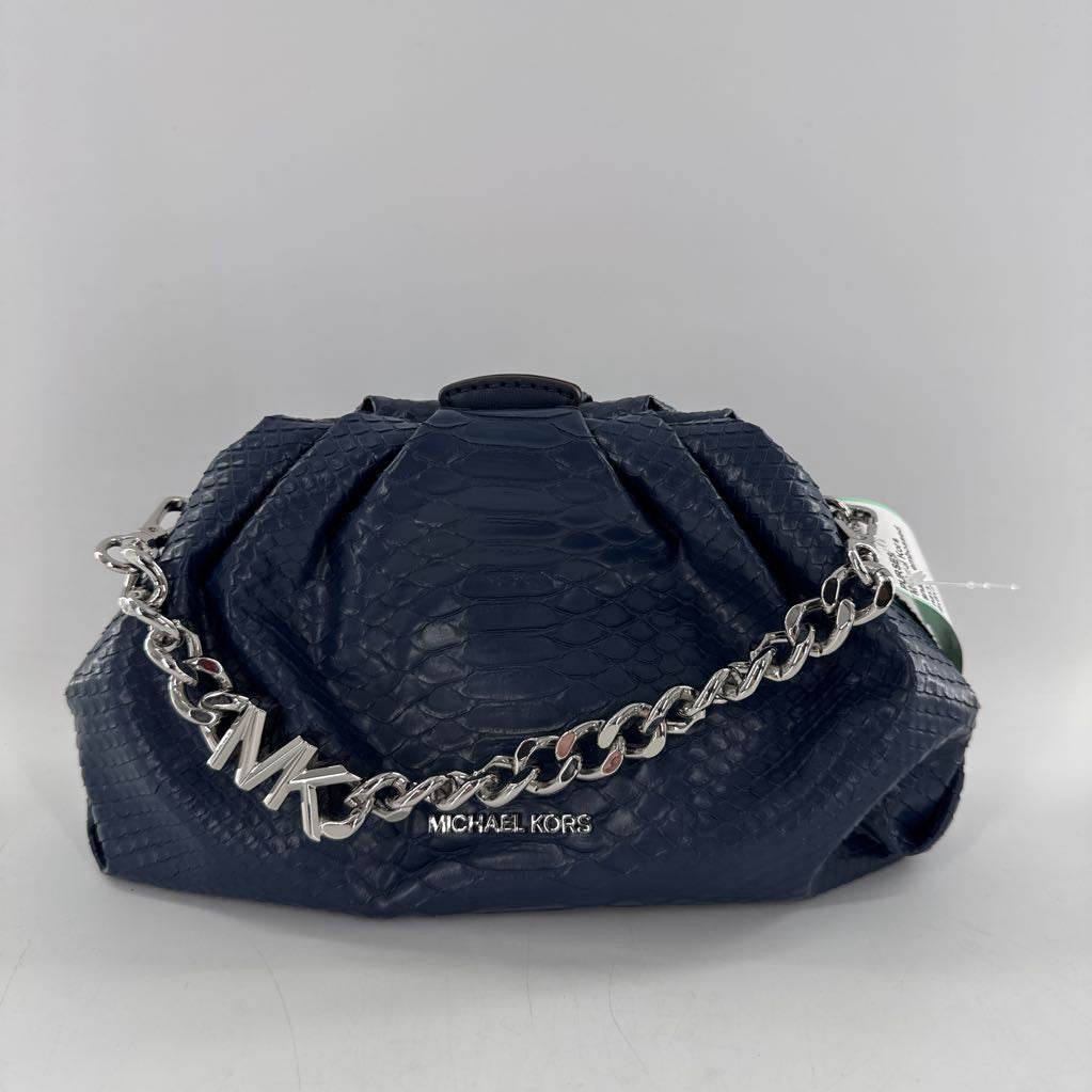 snake embossed chain strap pleated clutch
