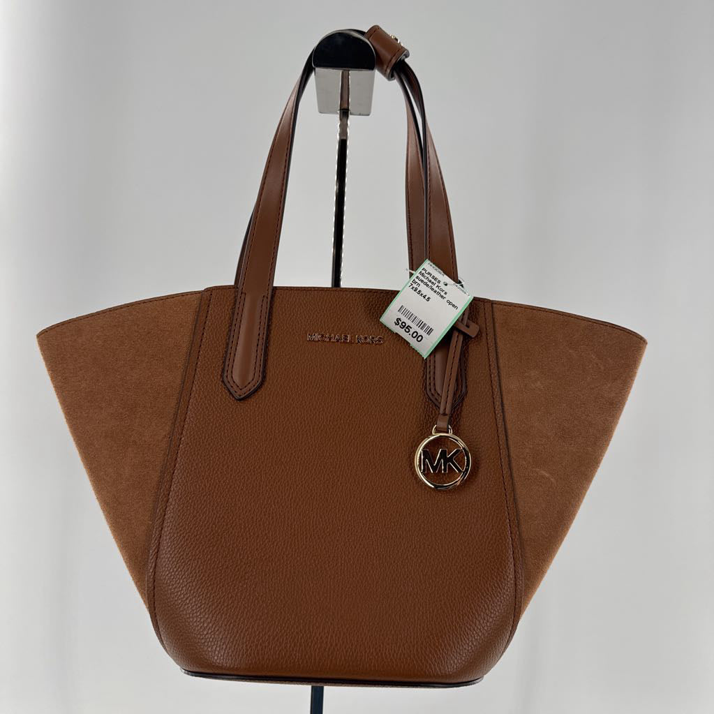 suede/leather open tote bag