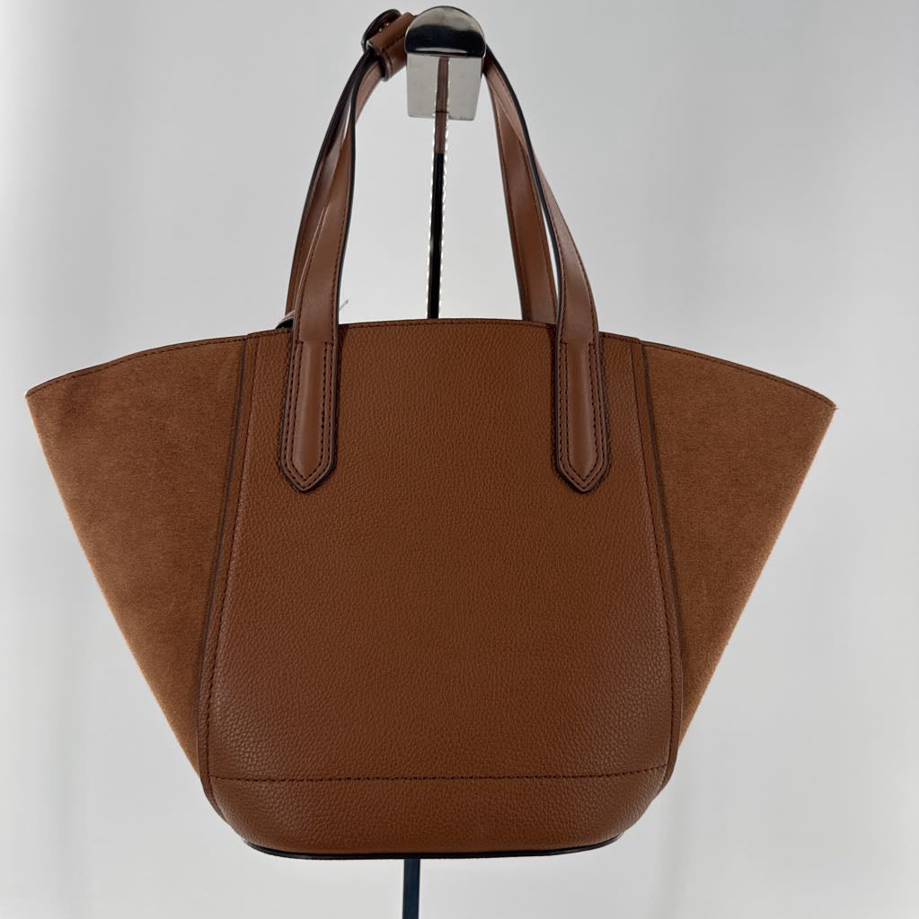 suede/leather open tote bag