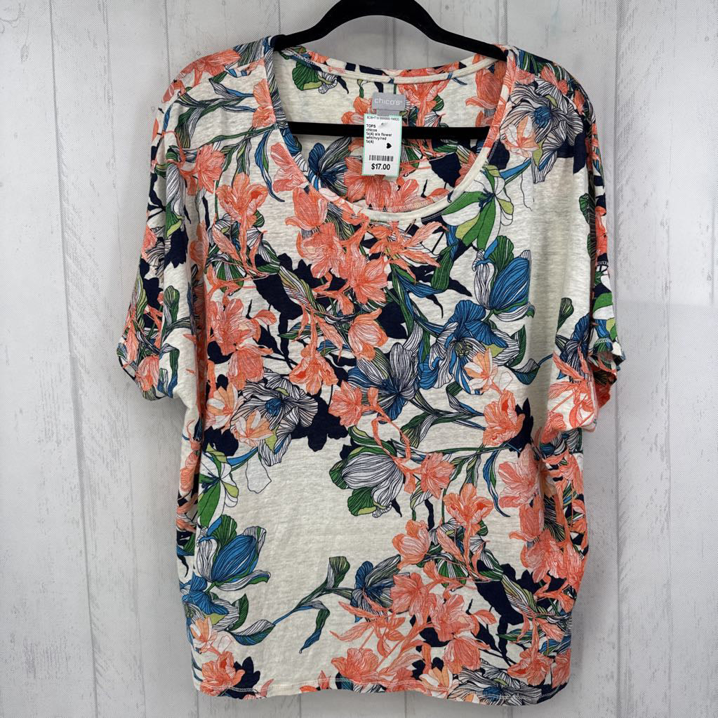 1x(4) s/s flower print top