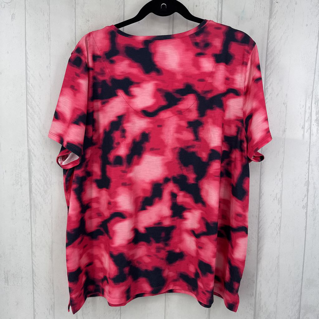 XXL(4) s/s v-neck tie-dye top