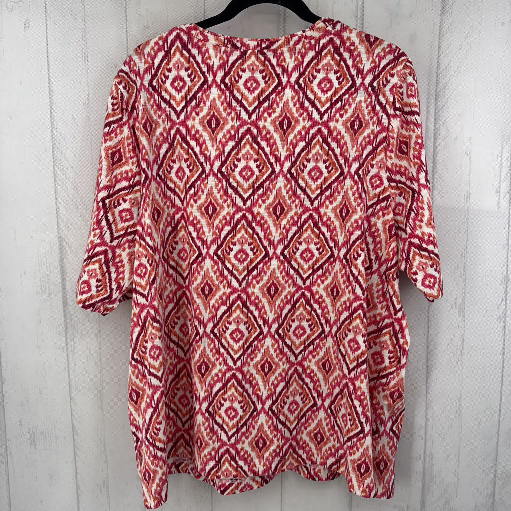XXL(4) s/s ikat print scoop neck top