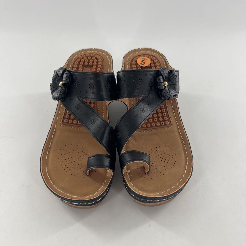 5 wedge heel velcro strap sandal