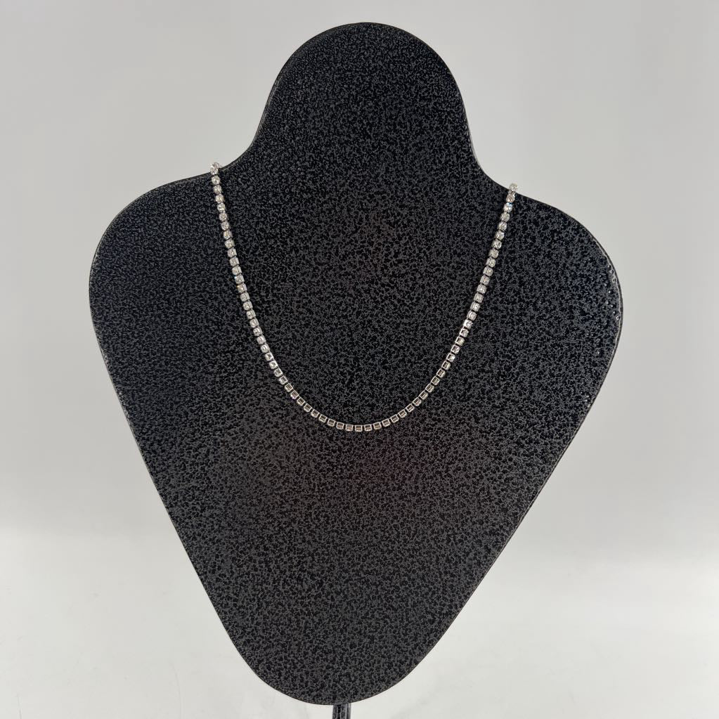 10" silver tone cz necklace