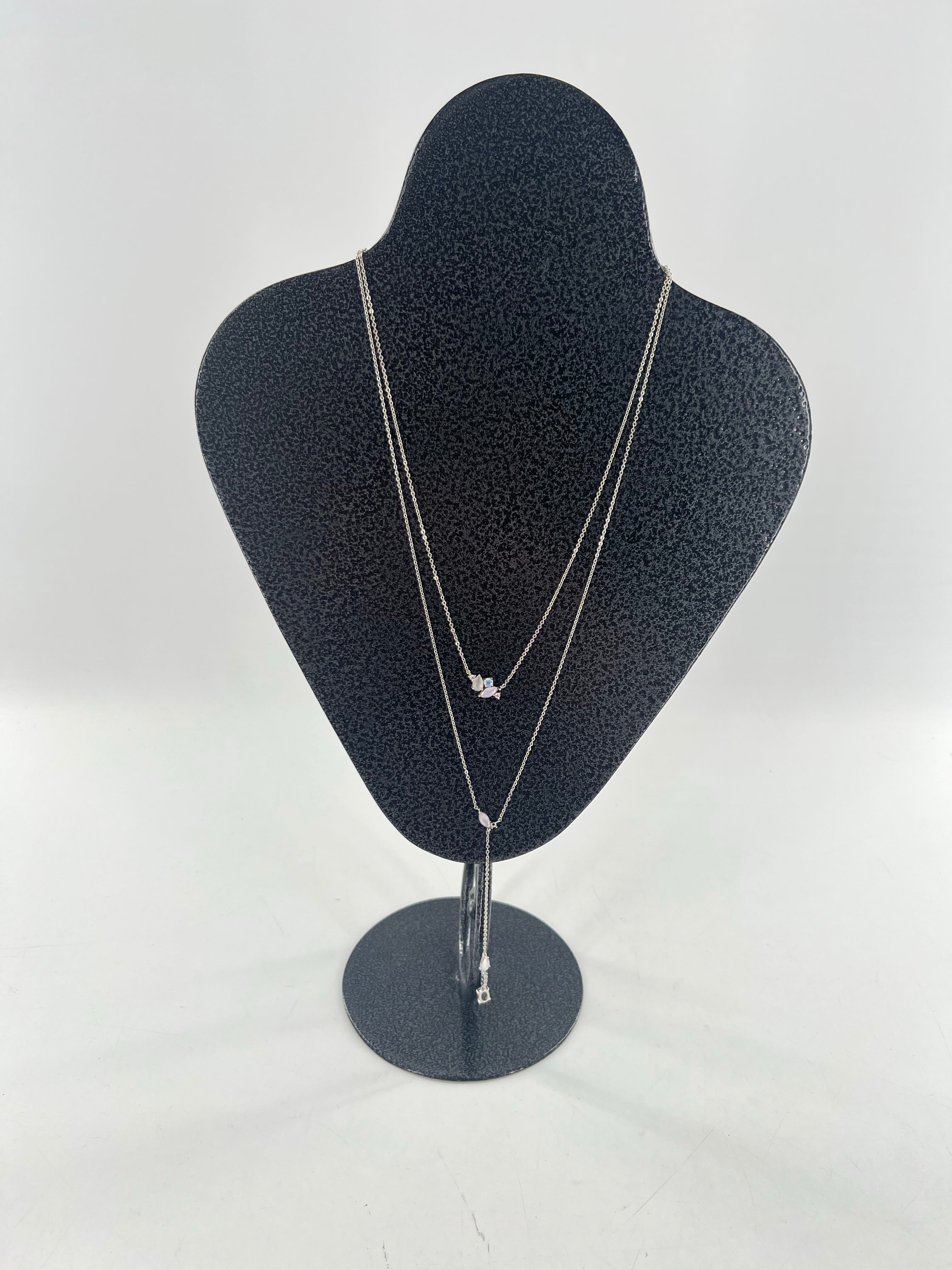 silvertone gemstone convertible necklace