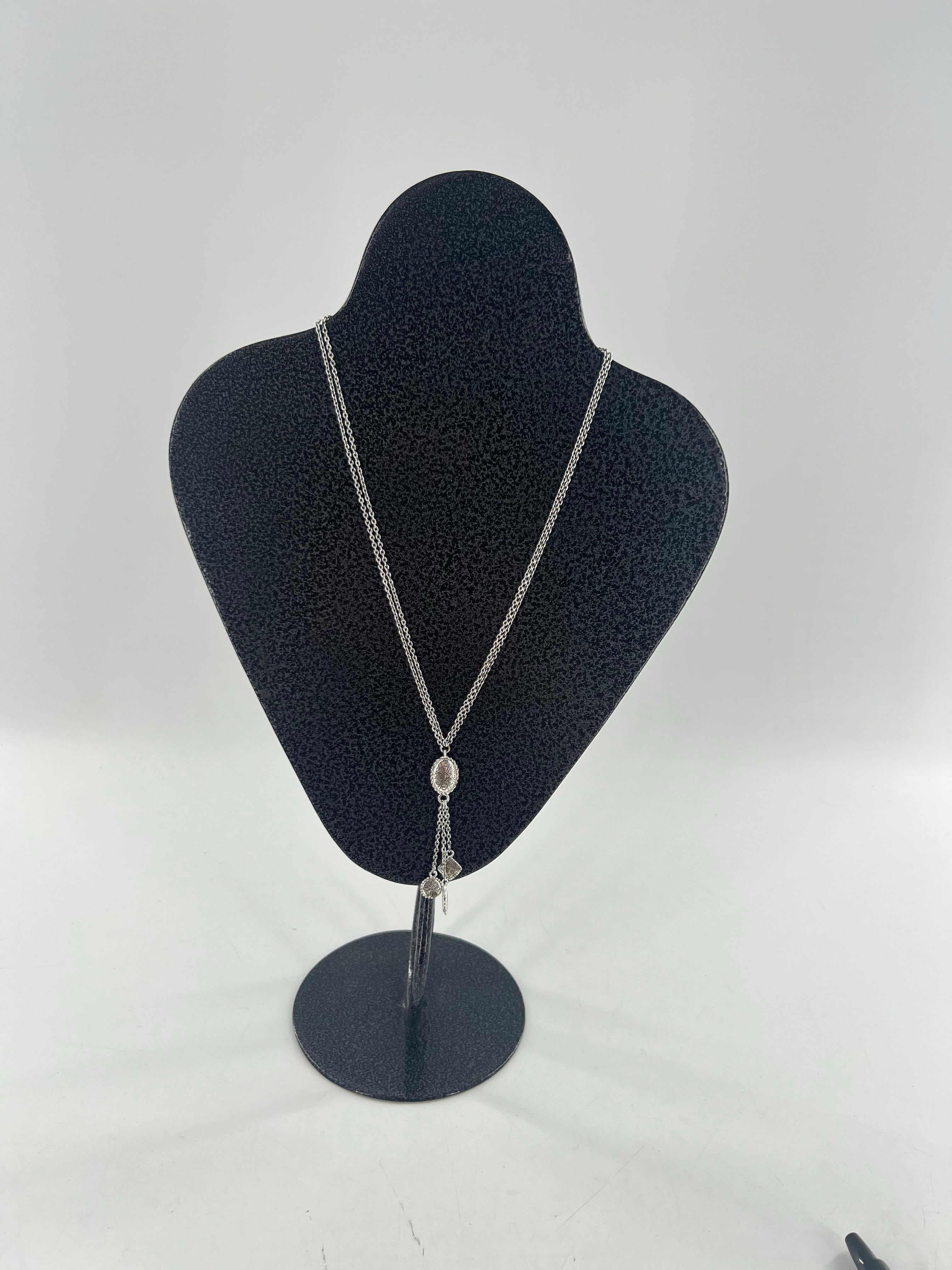 12" silver tone lariat style necklace