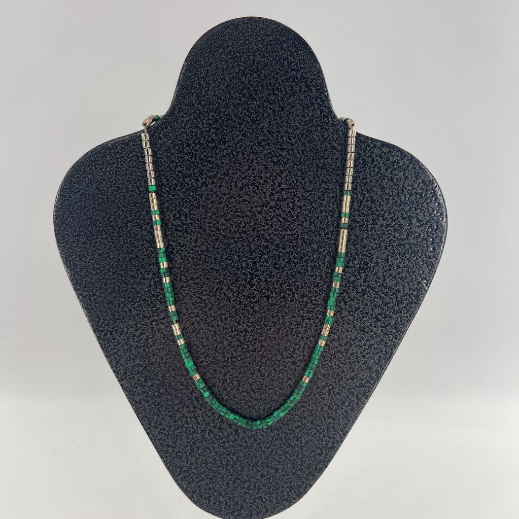 10" gold & green beaded necklace