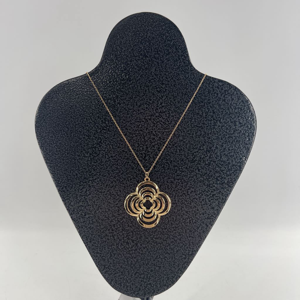 20" gold tone flower pendant necklace
