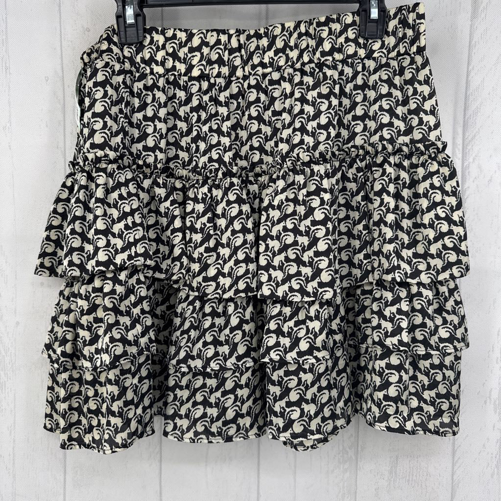 L squirrel print tiered skirt