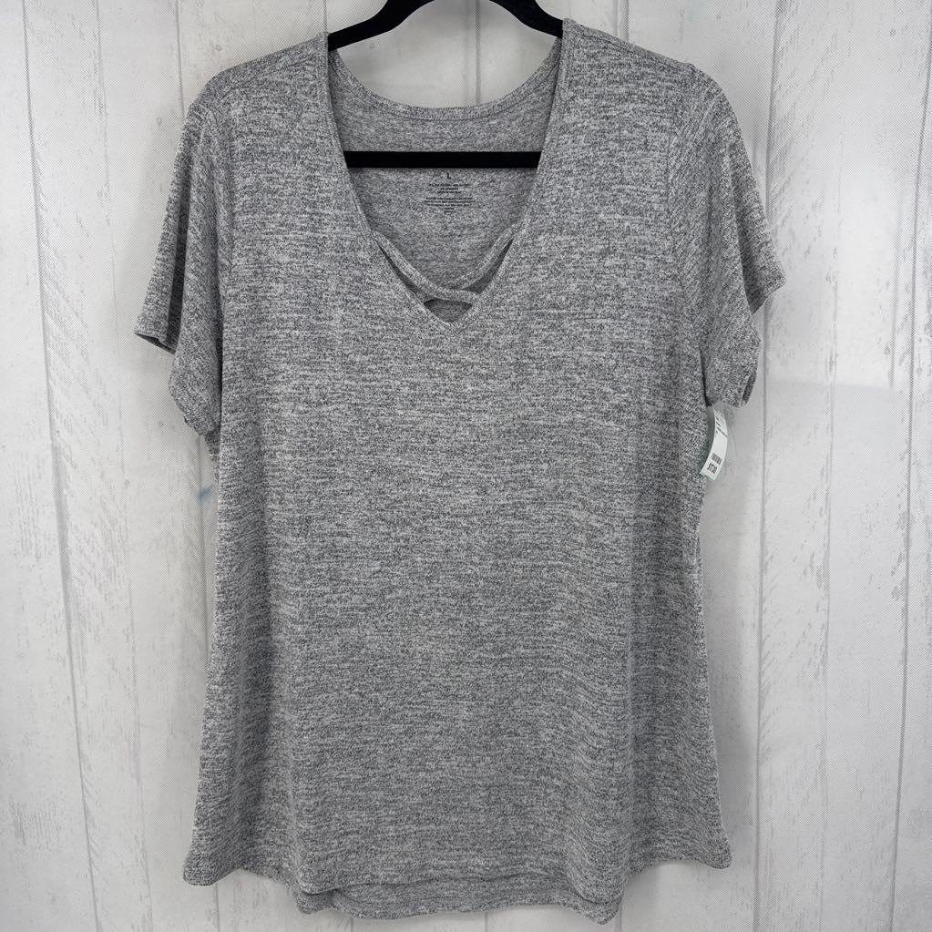 L marled v-neck s/s top