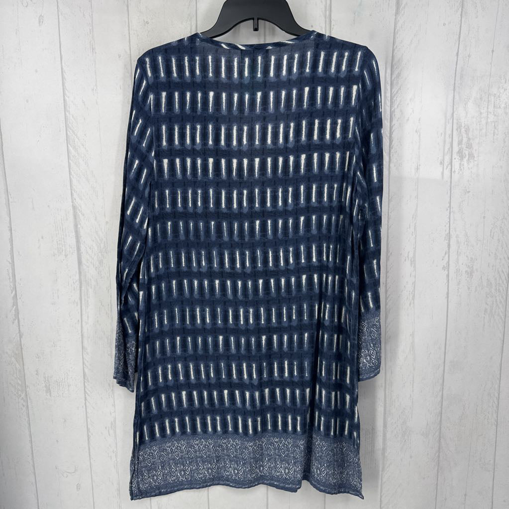 L printed split neck l/s dress