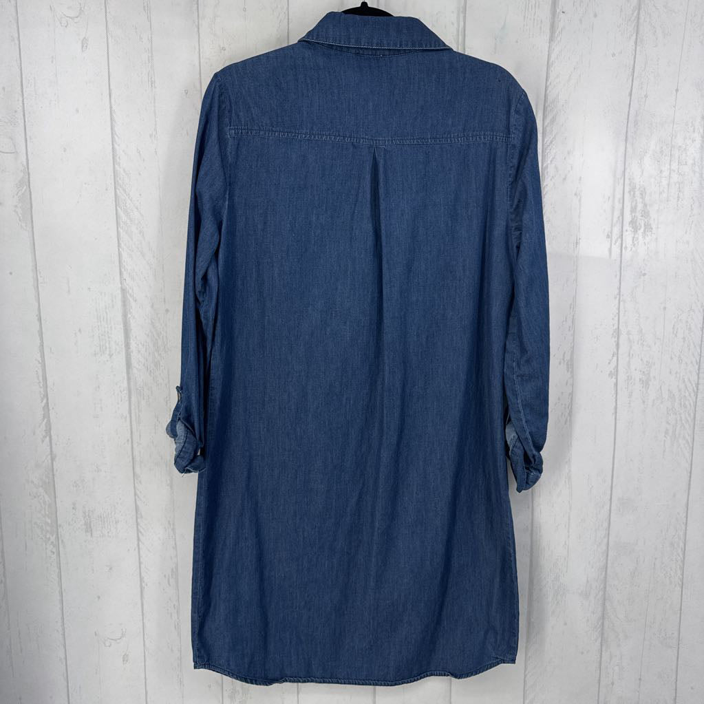 8 button front l/s denim dress