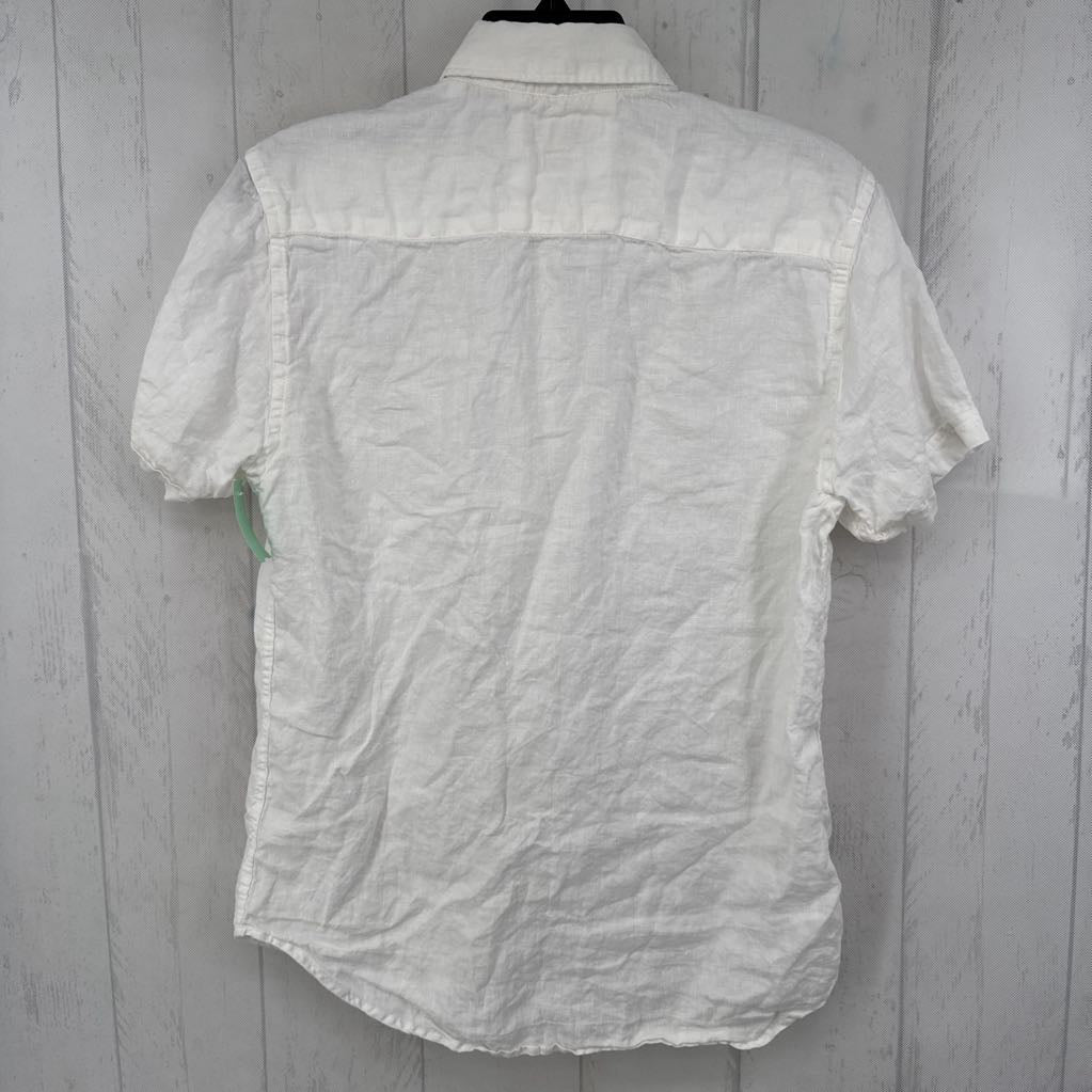 S linen button down s/s top