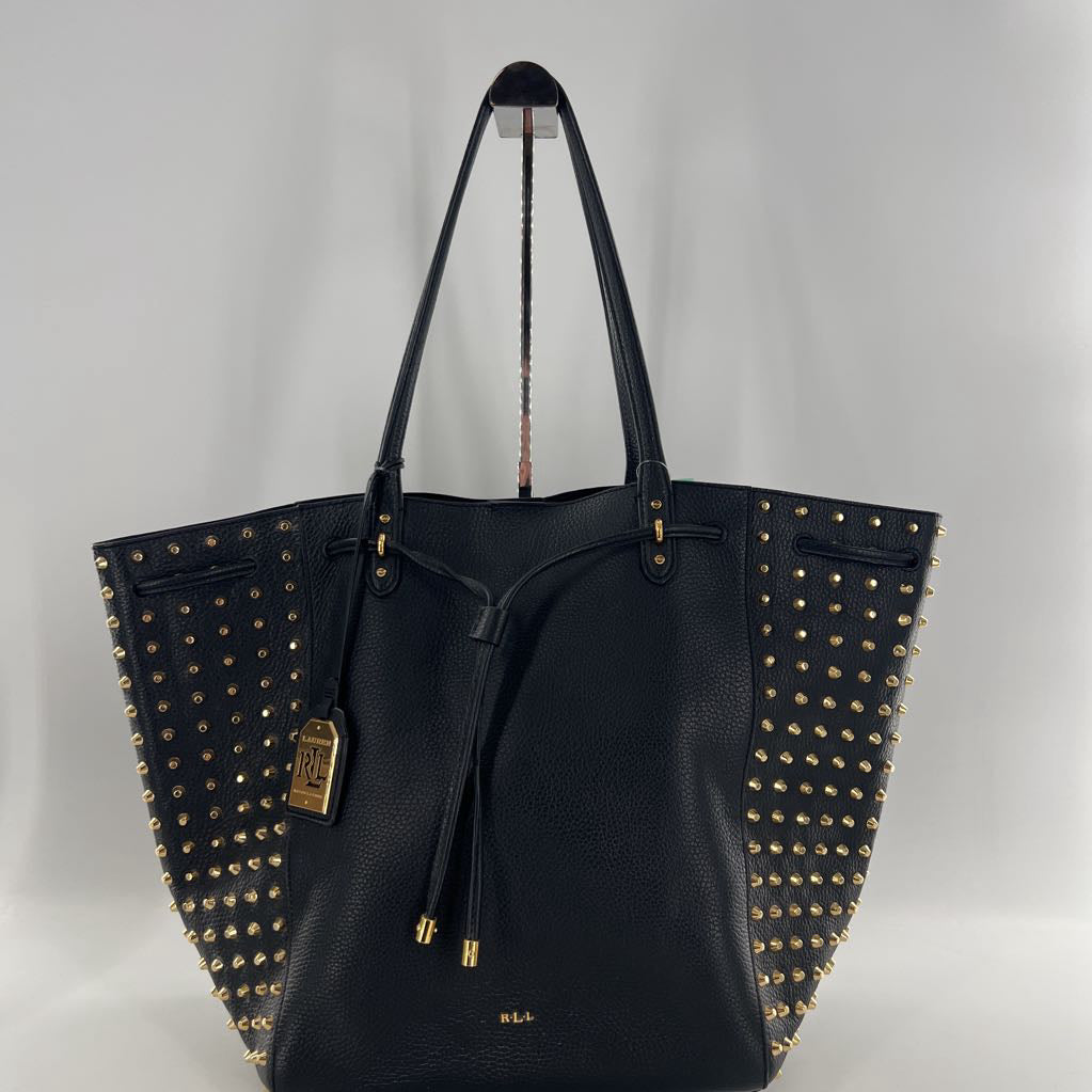 drawstring studded open tote