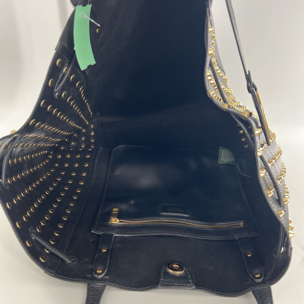 drawstring studded open tote
