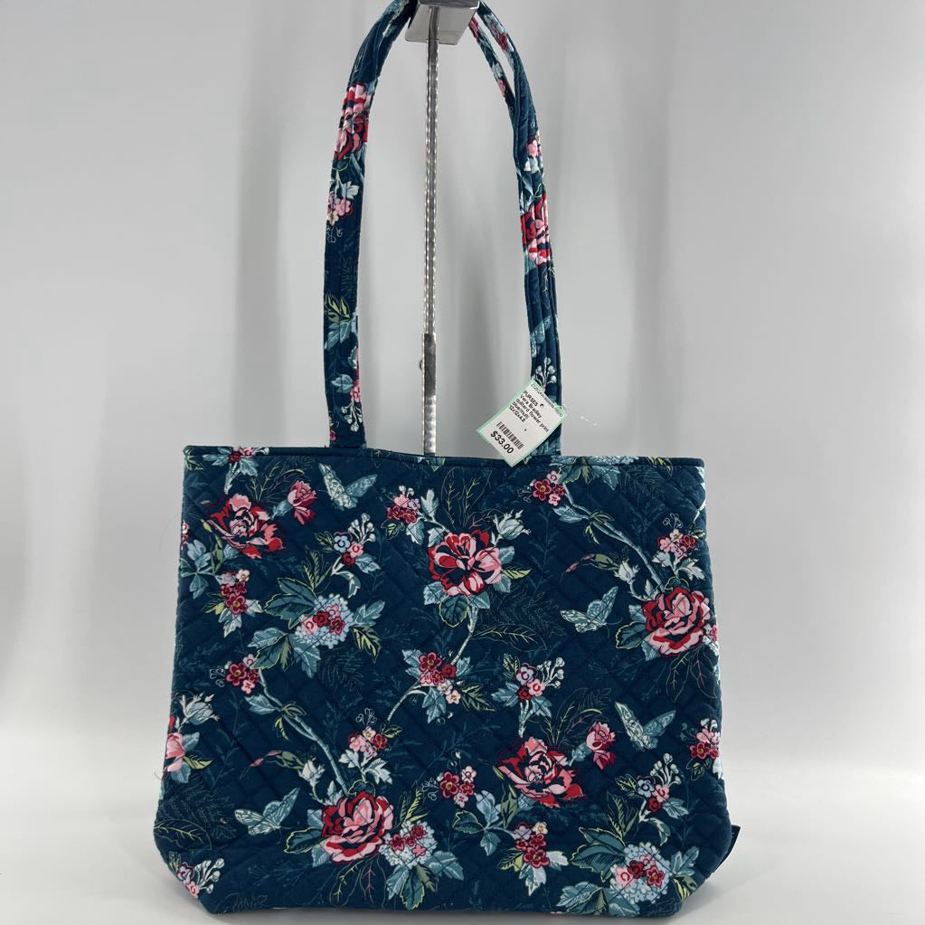 quilterd flower print magnetic closure tote