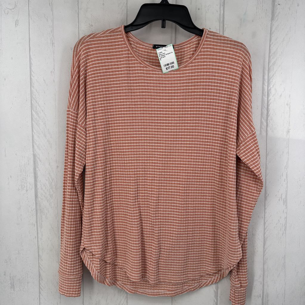 S ribbed striped l/s top