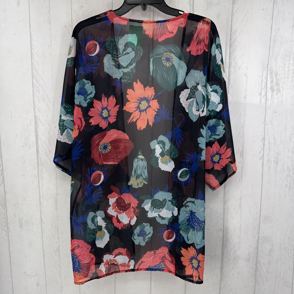 L sheer flo print dolman slv cardi