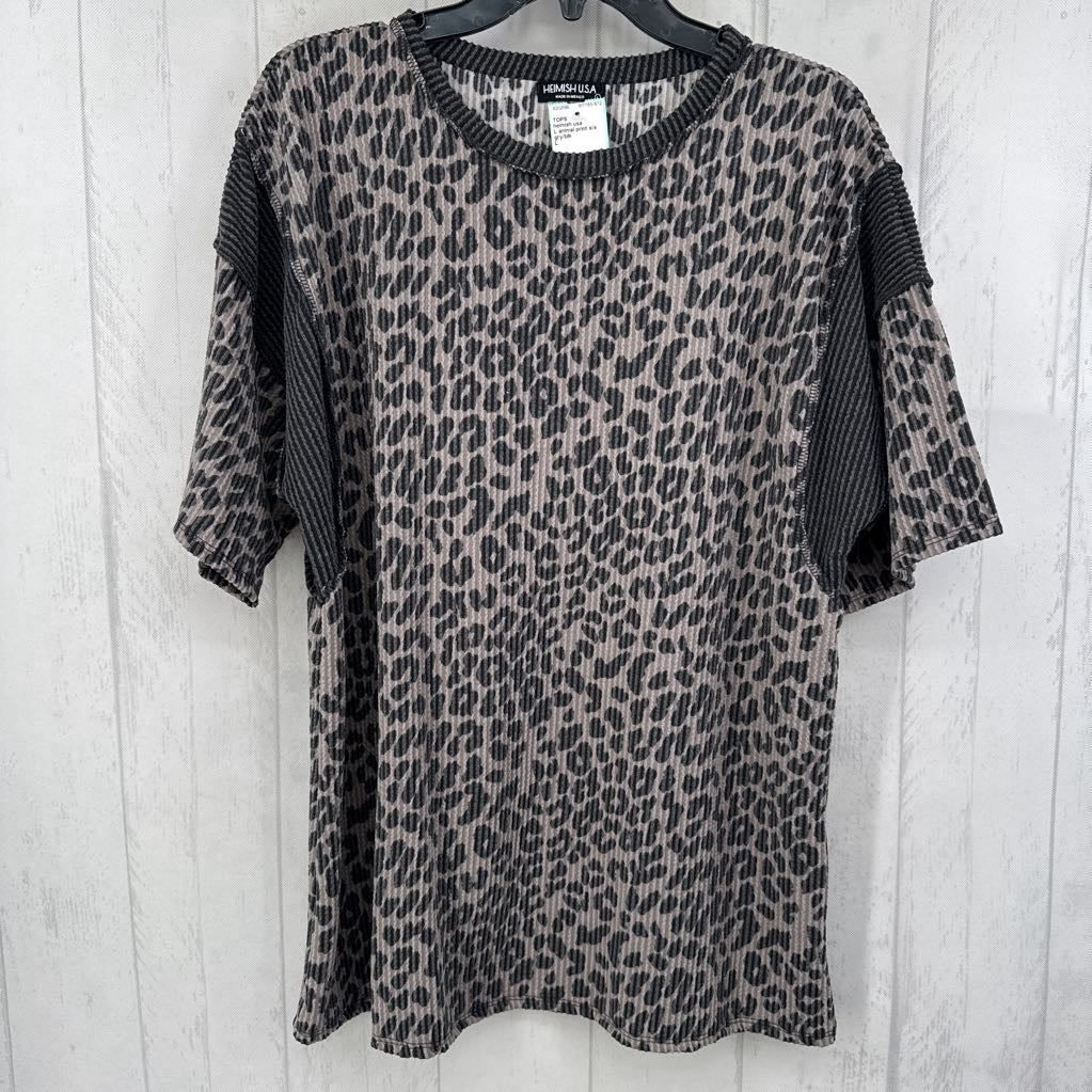 L animal print s/s top