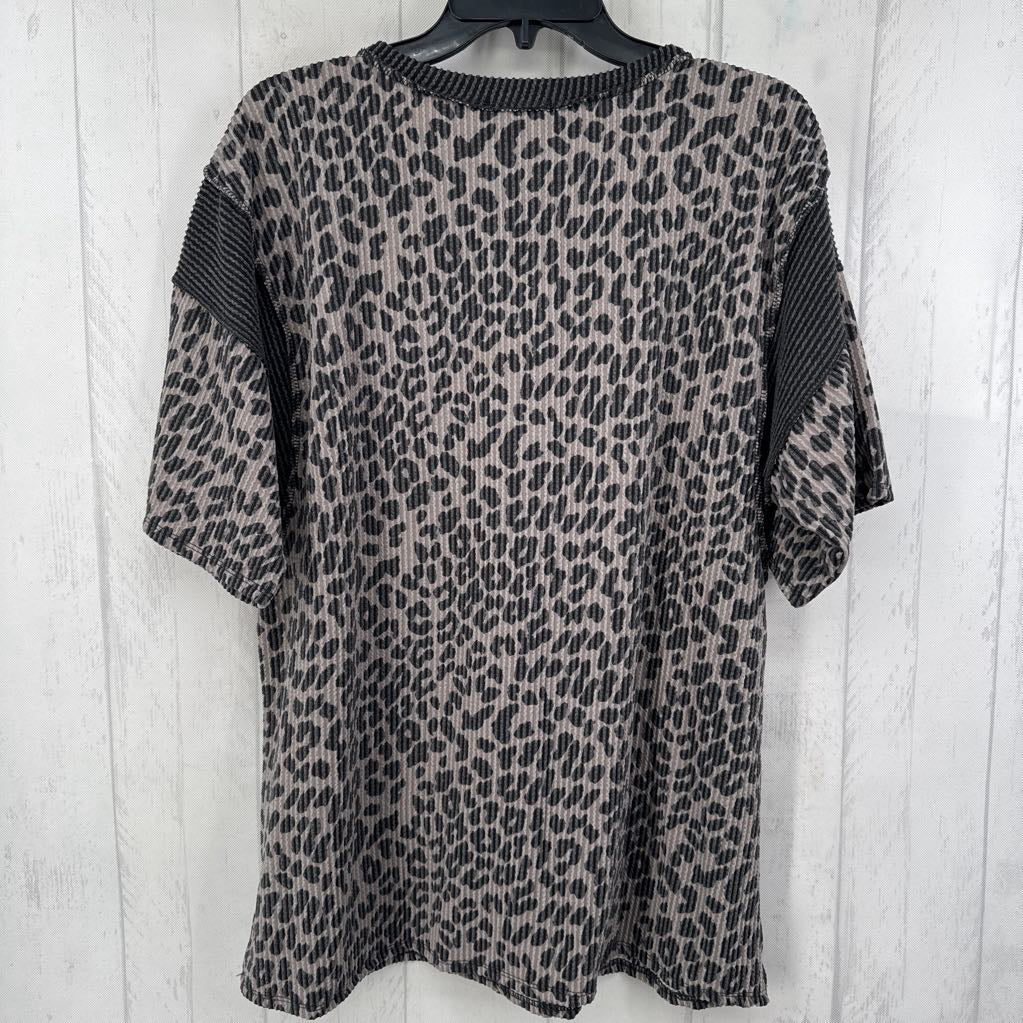 L animal print s/s top