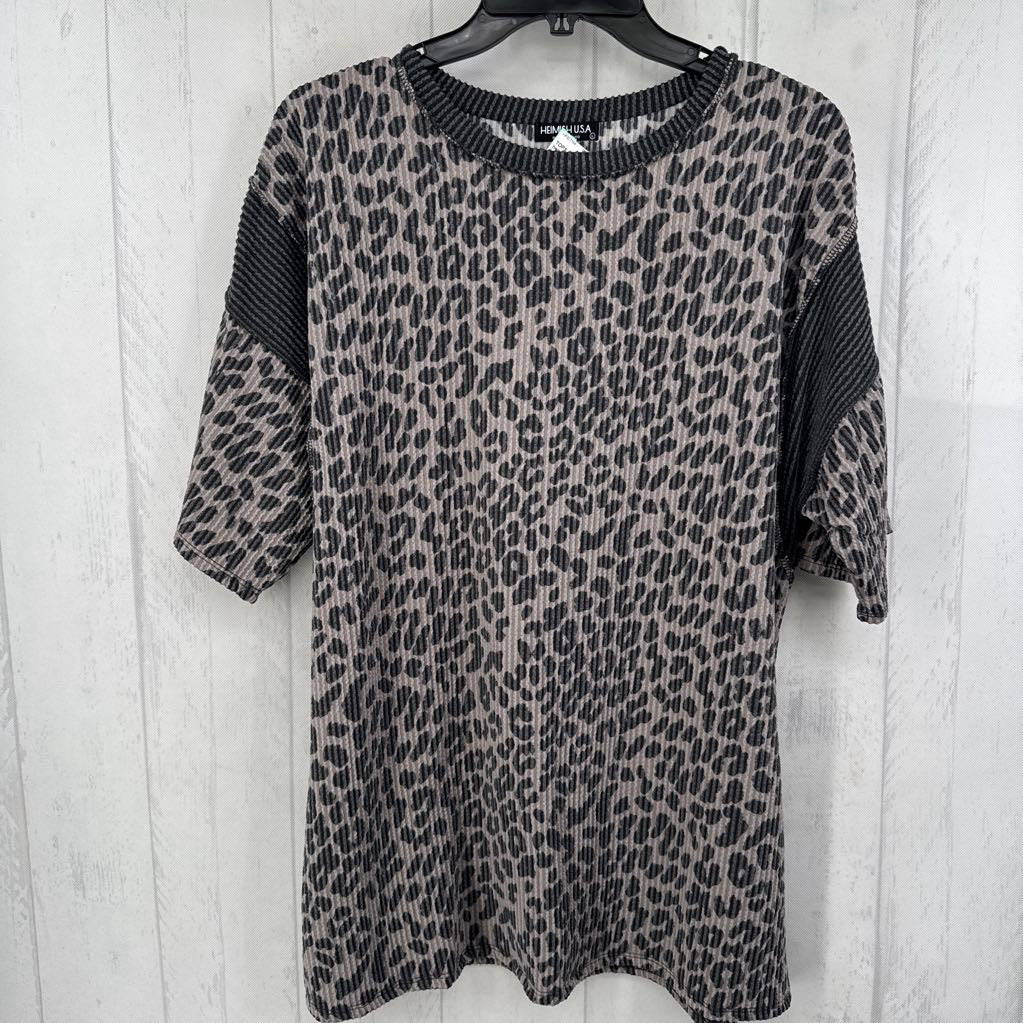L animal print s/s top