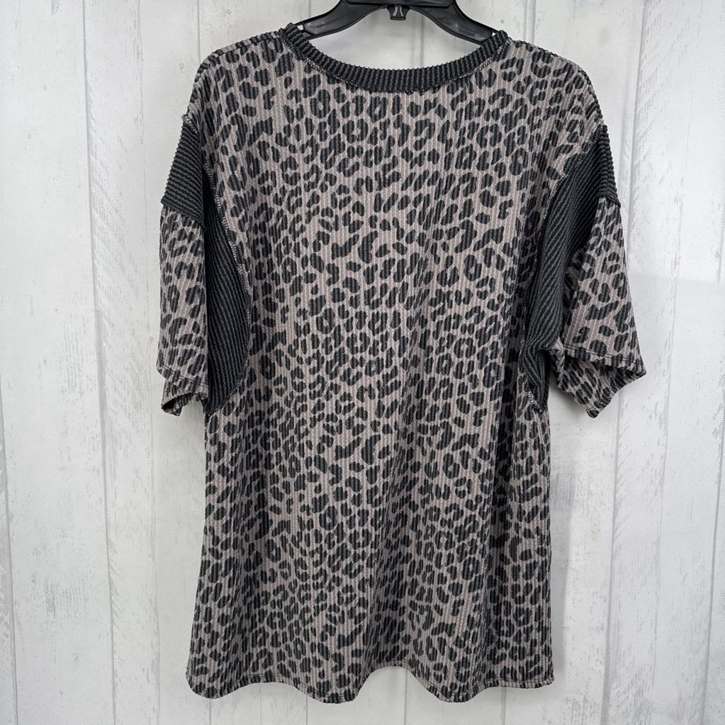 L animal print s/s top