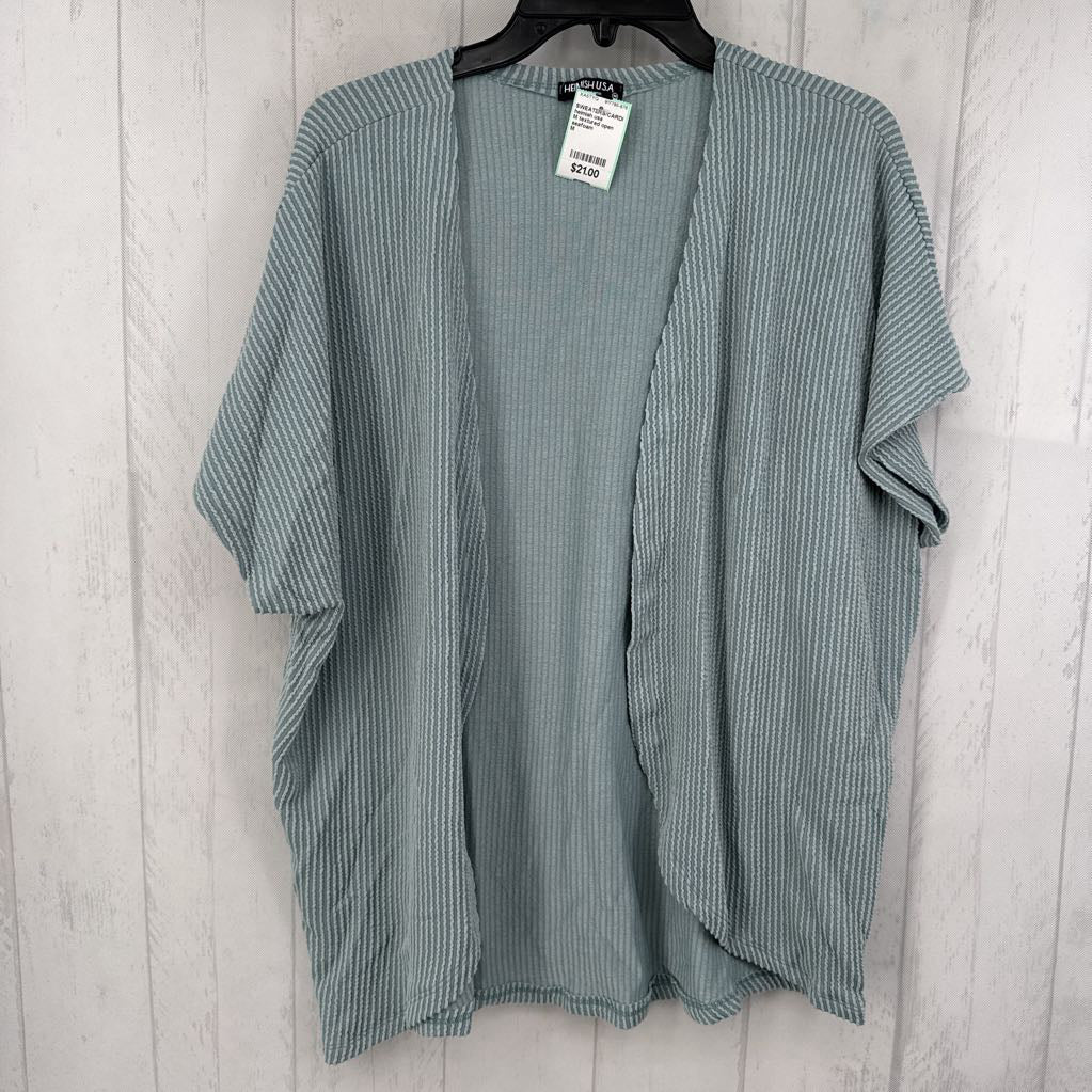 M textured open front s/s cardi