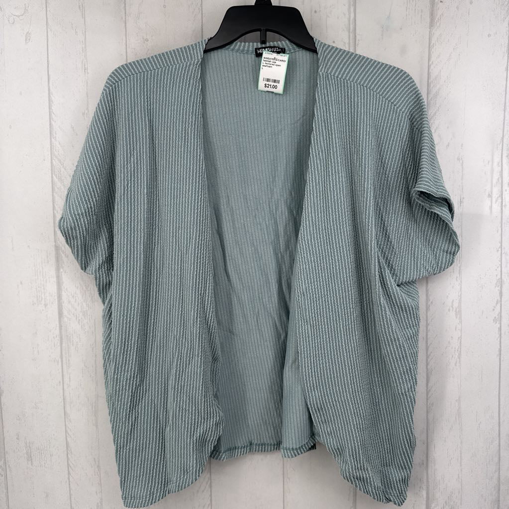 L textured open front s/s cardi