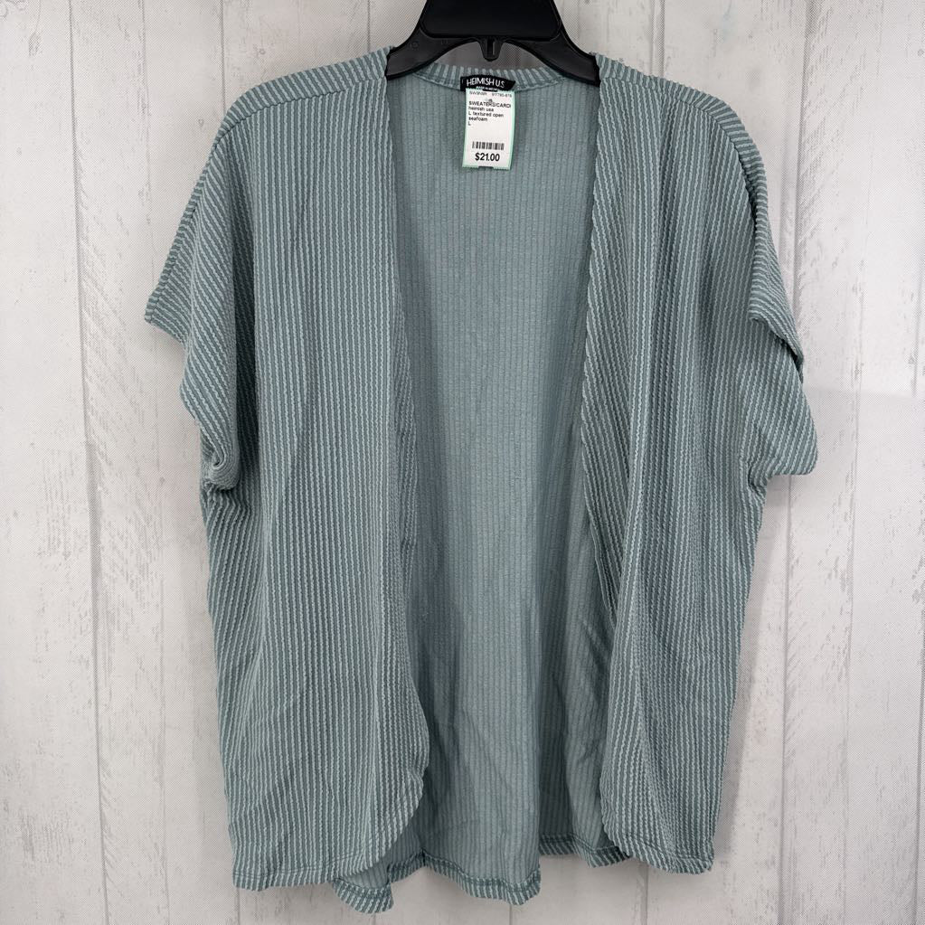 L textured open front s/s cardi