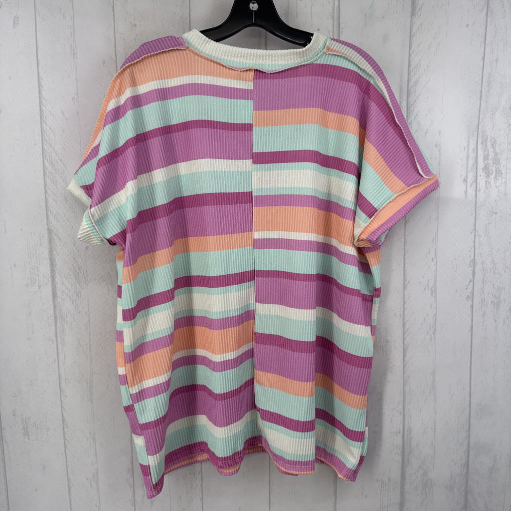 S striped v-neck s/s top