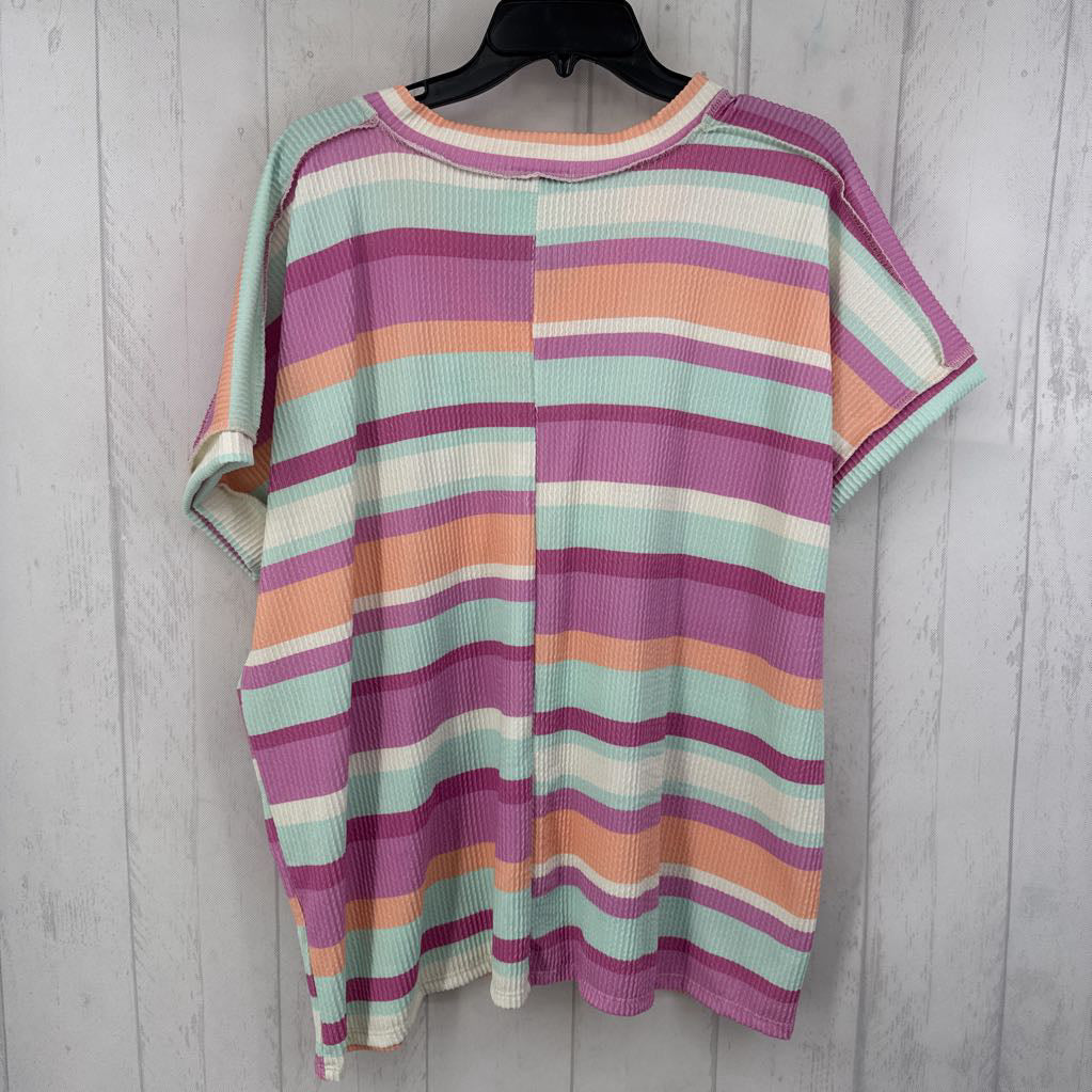 M striped v-neck s/s top